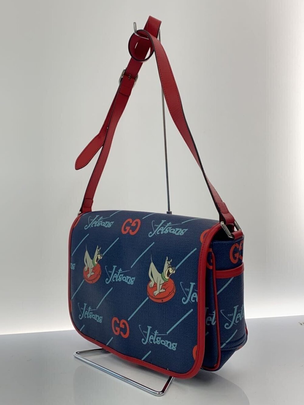 Gucci Navy Blue Messenger Leather Shoulder Bag Jetsons Faux Blue